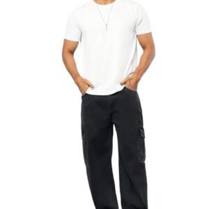 KOTTY Men's Solid Mid Rise Straight Fit Stylish Looking Cargo Jeans