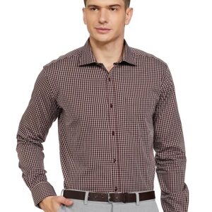 Park Avenue Men's Pure Cotton Checks Pattern Slim Fit Semi Cutaway Collar Full Sleeve Formal Shirt